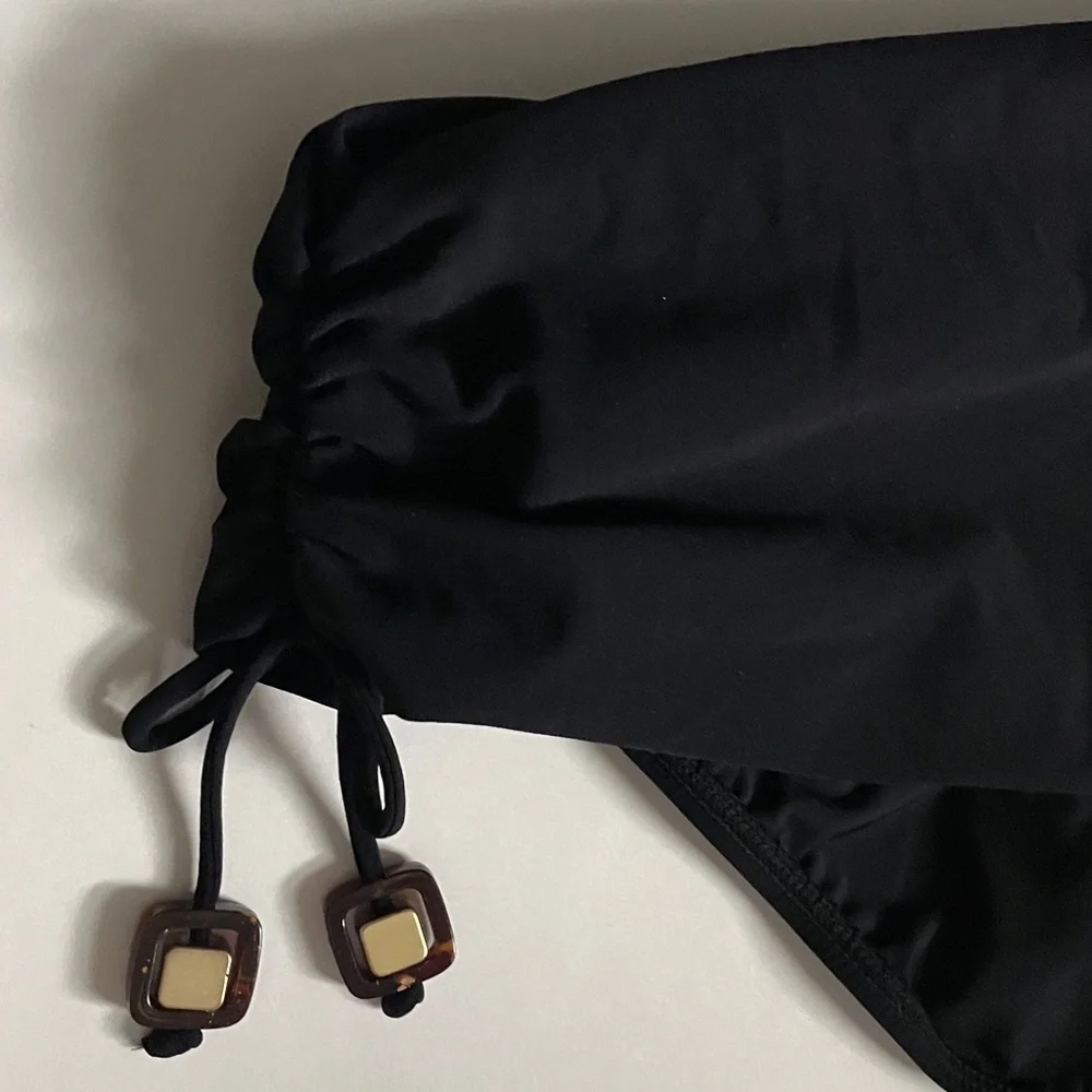 Gottex Profile Swimsuit Bottom Black Fold Waist Side Accents Beach Coastal